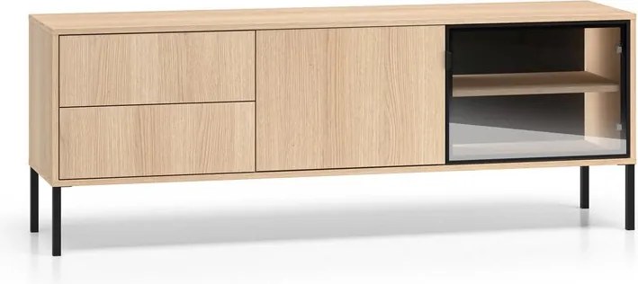 Szafka RTV Harmona 160 cm z szufladami i oświetleniem - dąb lindberg