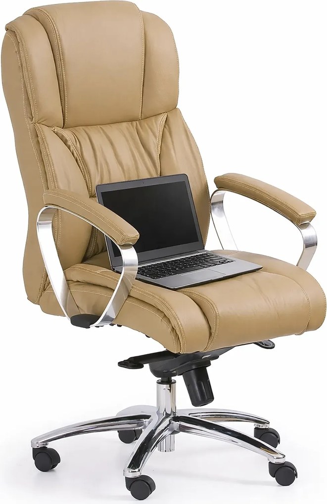 Skórzany beżowy fotel obrotowy do gabinetu K2-E61