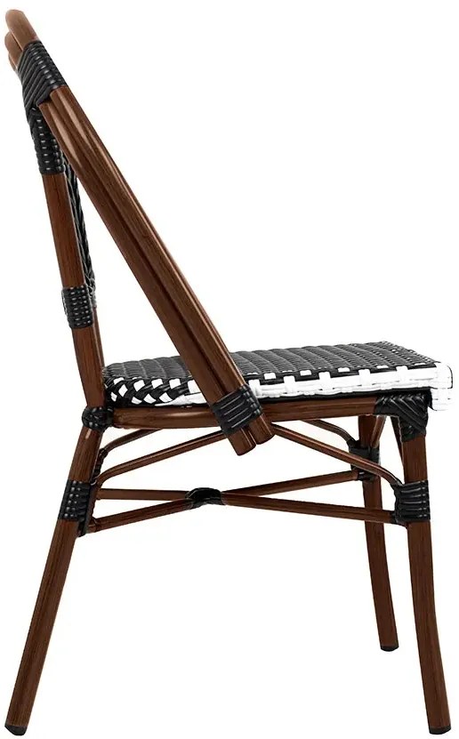 Czarno białe wiklinowe krzesło ogrodowe T1-S98