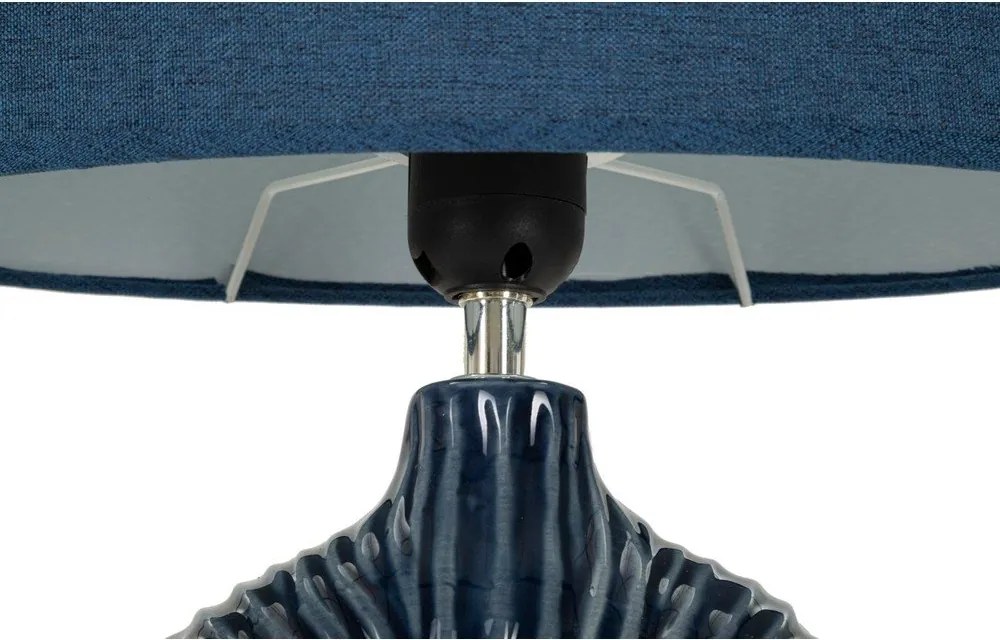 Niebieska lampa stołowa ceramiczna z tekstylnym kloszem (wysokość 43 cm) Seta – Mauro Ferretti