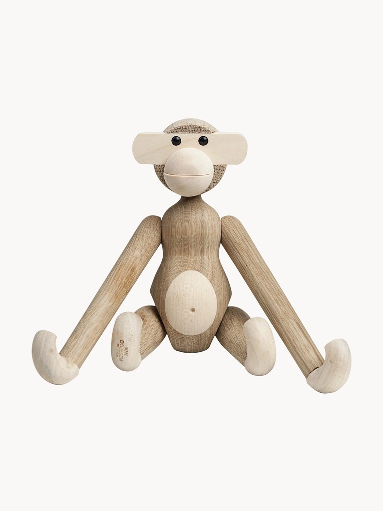 Ręcznie wykonana dekoracja z drewna dębowego Monkey, W 19 cm