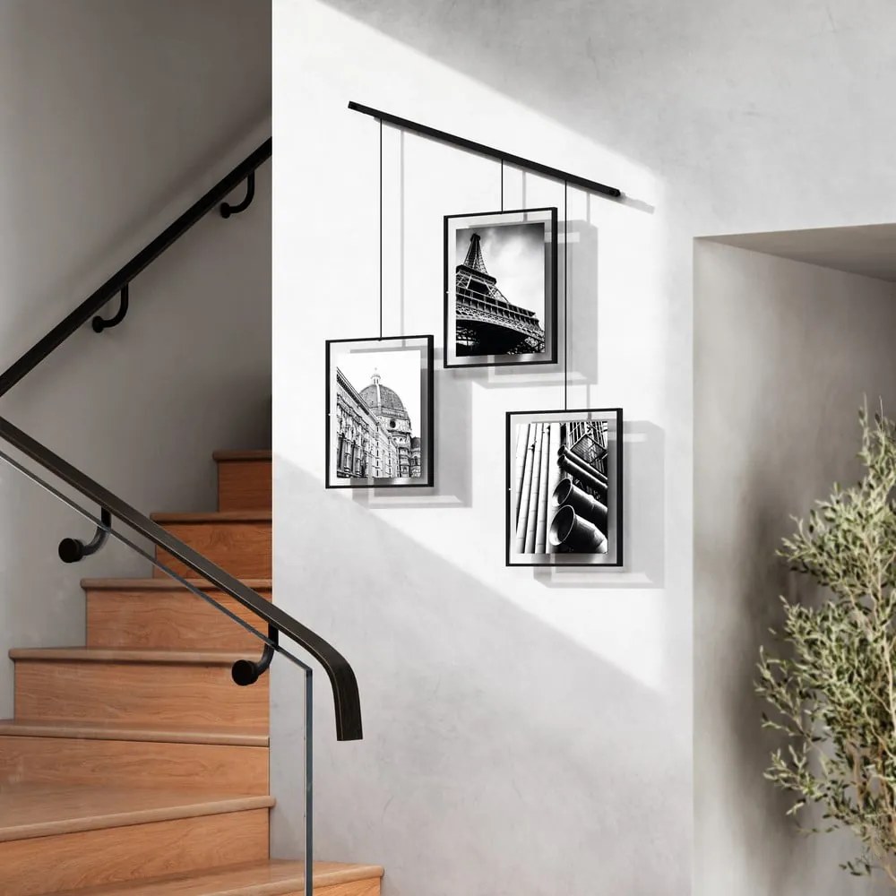 Czarne metalowe ramki ścienne zestaw 3 szt. 73x82 cm Exhibit – Umbra