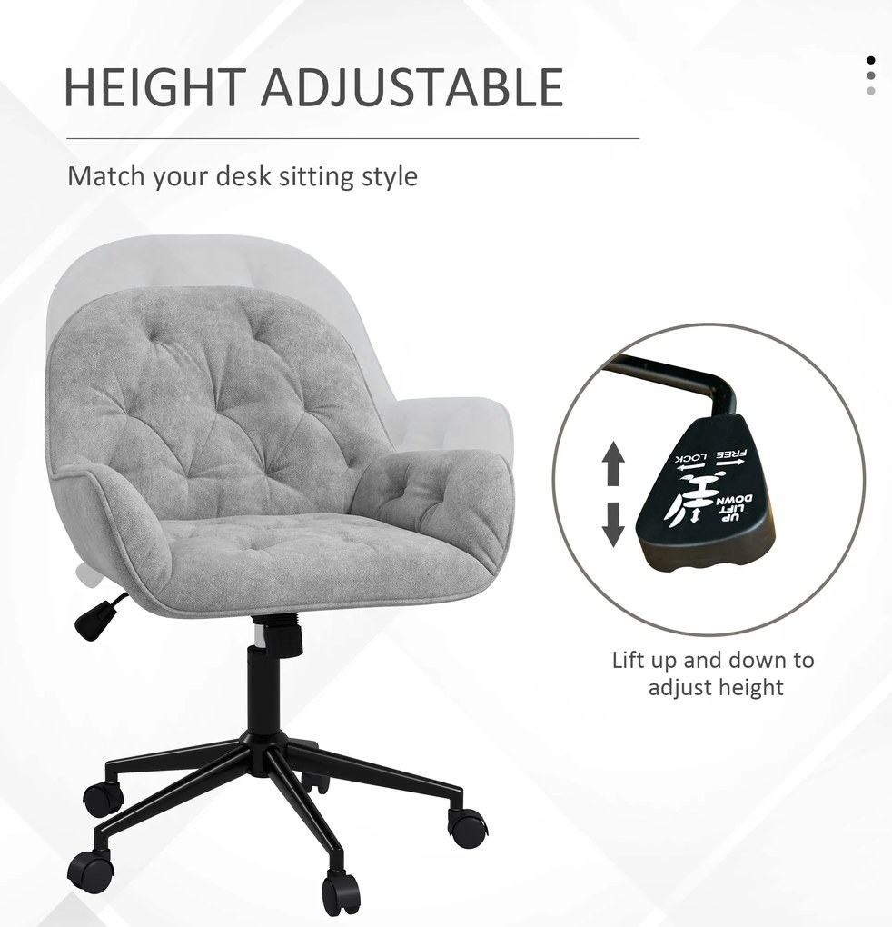 Vinsetto Ergonomiczny fotel wypoczynkowy z miękkim mechanizmem regulacji Jasnoszary metaliczny aksamit