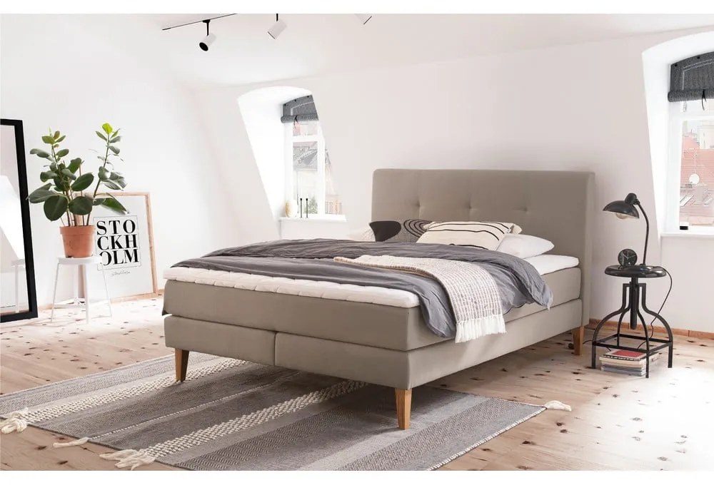 Beżowe łóżko boxspring 180x200 cm Stockholm – Meise Möbel