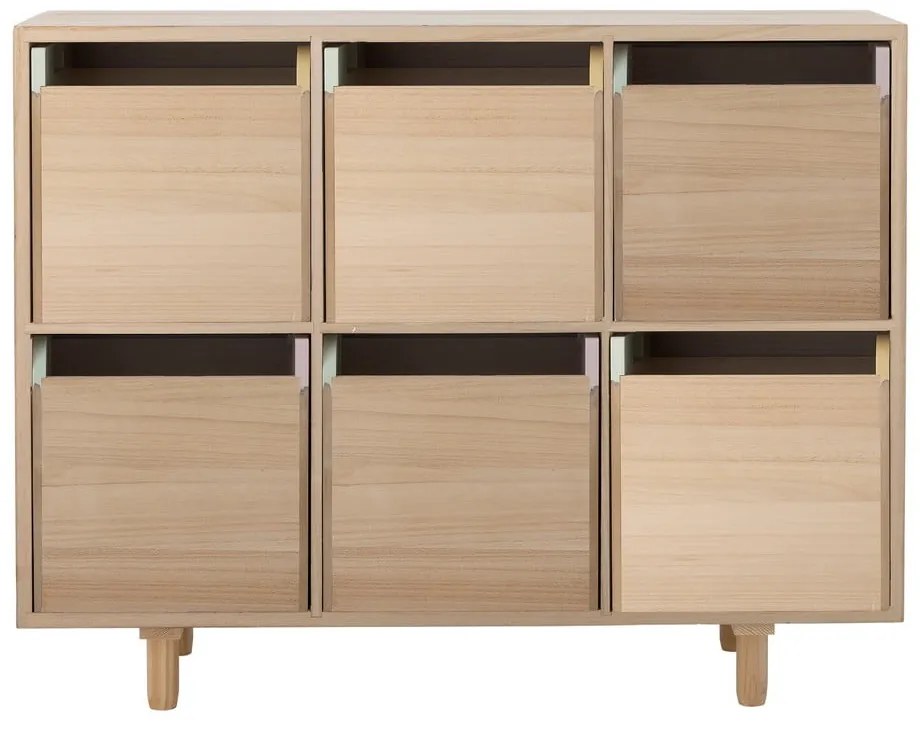 Niska komoda dziecięca z litego drewna paulowni w naturalnym kolorze 25,5x88,5 cm Calle – Bloomingville Mini