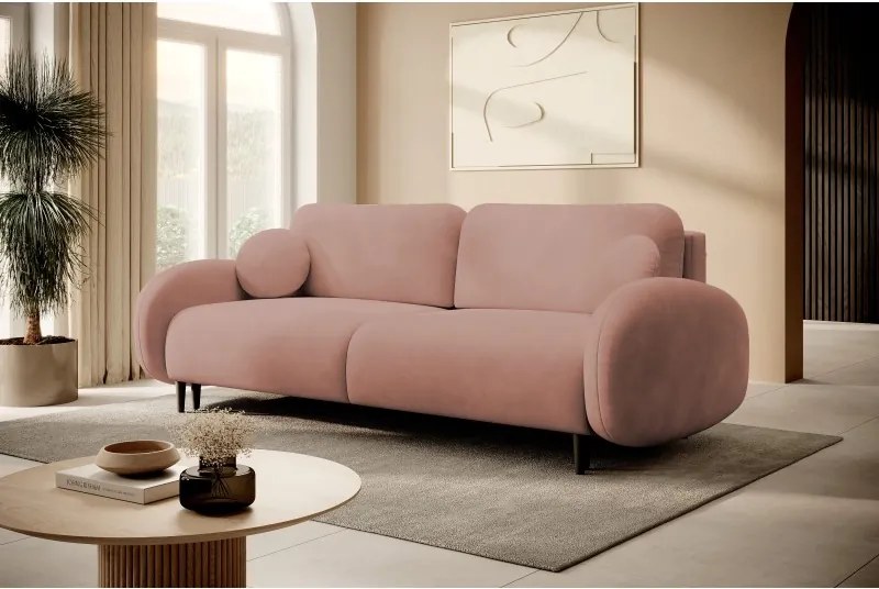 Sofa SOFT z funkcja spania i pojemnikiem PUDROWY RÓŻ RUN AGAIN 61
