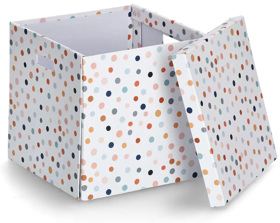 Kartonowe pudełko z pokrywą DOTS, 33,5 x 33 x 32 cm