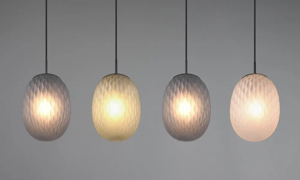 Lampa wisząca w kolorze matowej czerni ze szklanym kloszem Facette – Trio