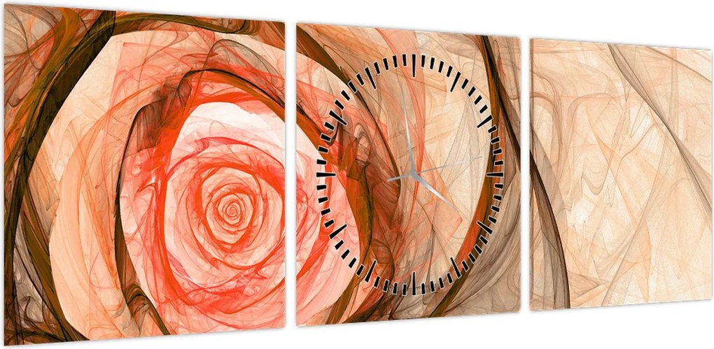 Obraz - Abstrakcyjny róż z białym tłem (z zegarem) (90x30 cm)