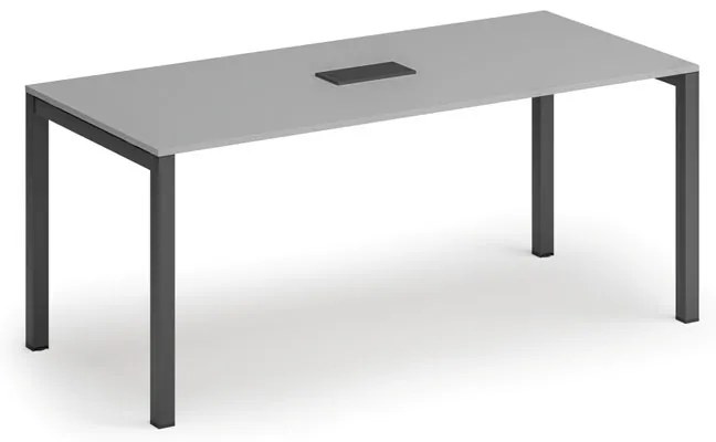Stół konferencyjny PRIMO SQUARE, 180x80 cm, szary + port blatowy TYP II, czarny