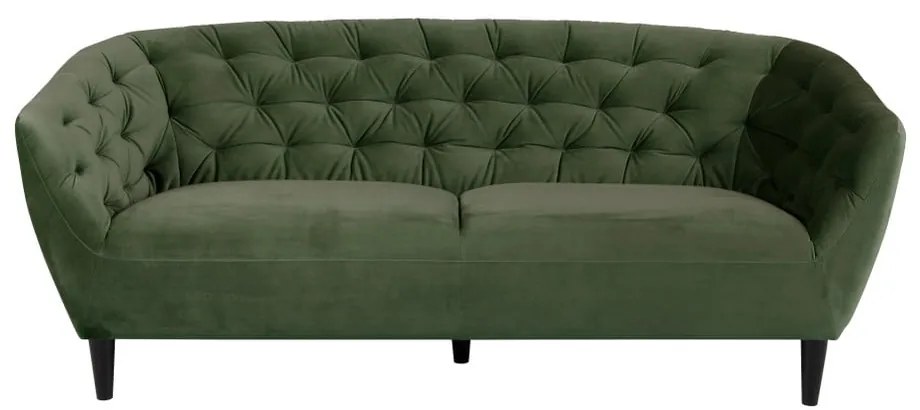 Zielona aksamitna sofa Actona Ria, 191 cm