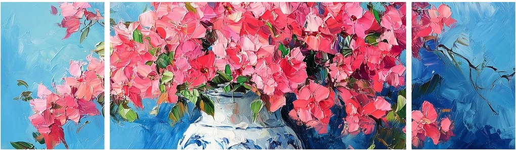 Obraz - Wazon z różowymi kwiatami (170x50 cm)