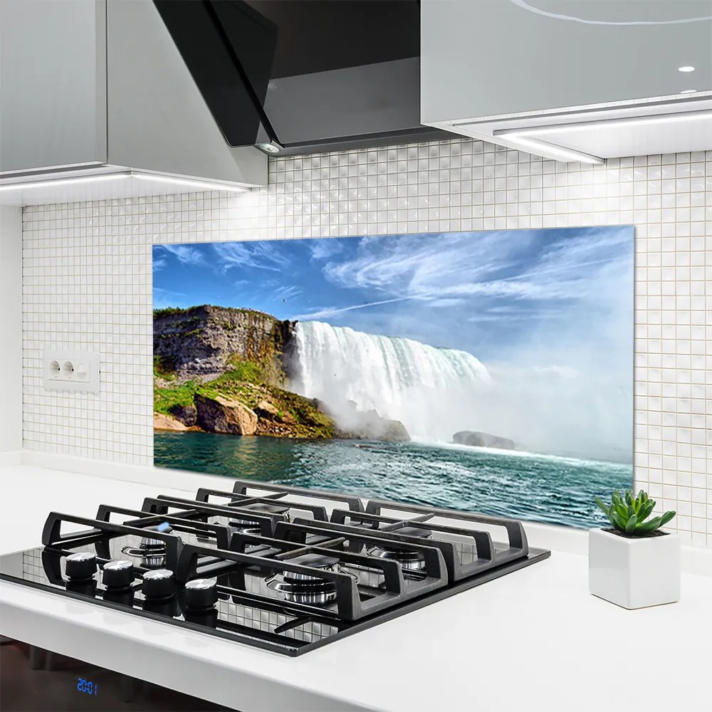 Szkło do Kuchni na Ścianę Kaskada Wody nad Oceanem
