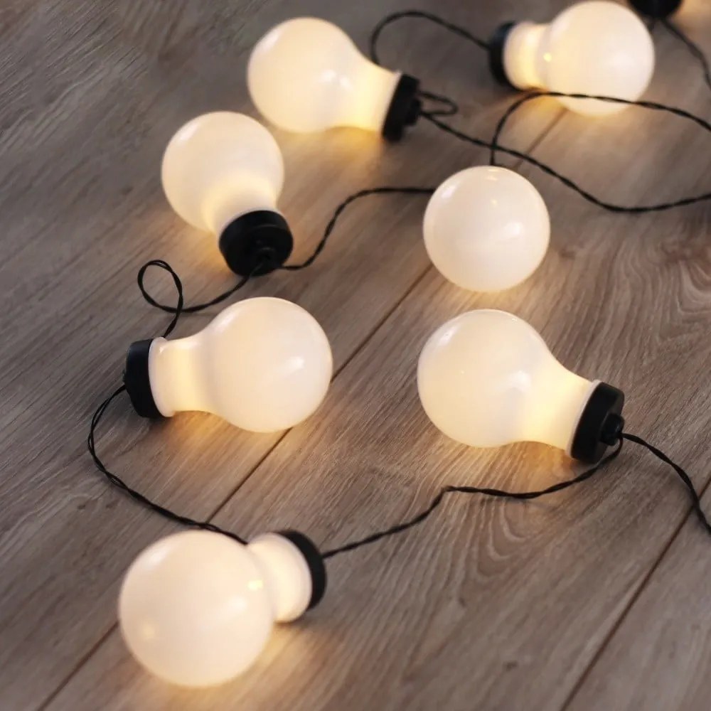 Czarna girlanda świetlna LED w kształcie żarówek DecoKing Bulb, 10 lampek, dł. 2,2 m