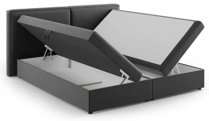 Ciemnoszare łóżko boxspring ze schowkiem 160x200 cm Arendal – Cosmopolitan Design