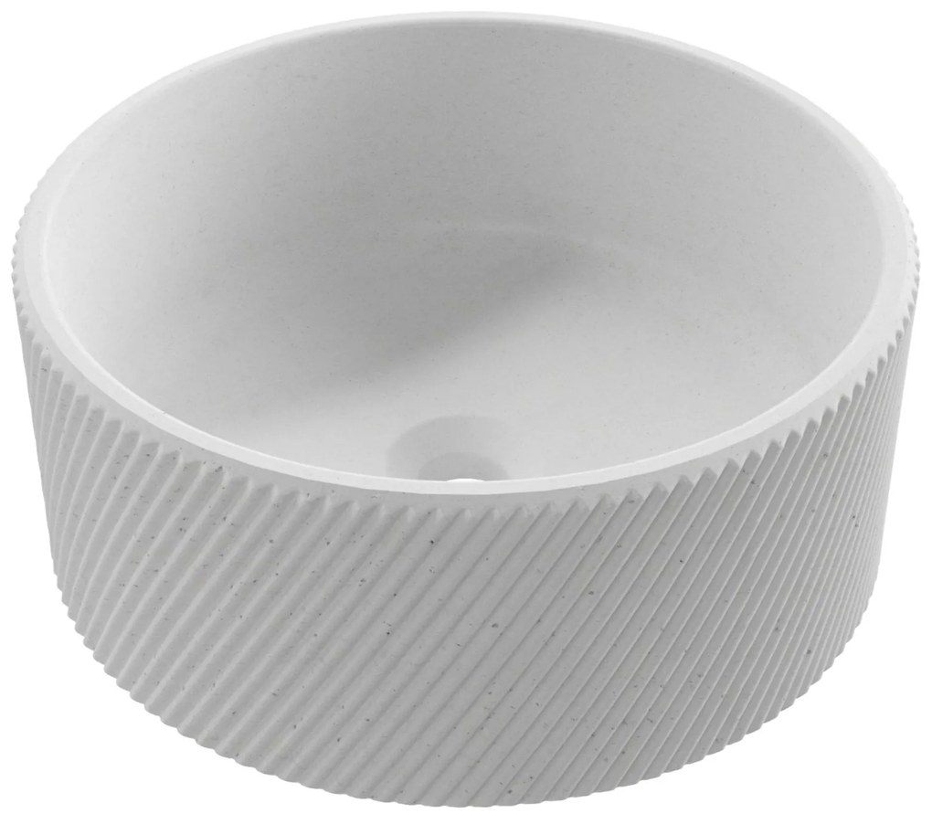 Umywalka betonowa nablatowa okrągła bez otworu na baterię 37 cm VIJA | różne kolory : Kolor - Biały (beton)