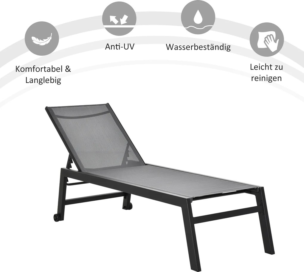 Praktyczna leżanka ogrodowa Outsunny z regulowanym oparciem
