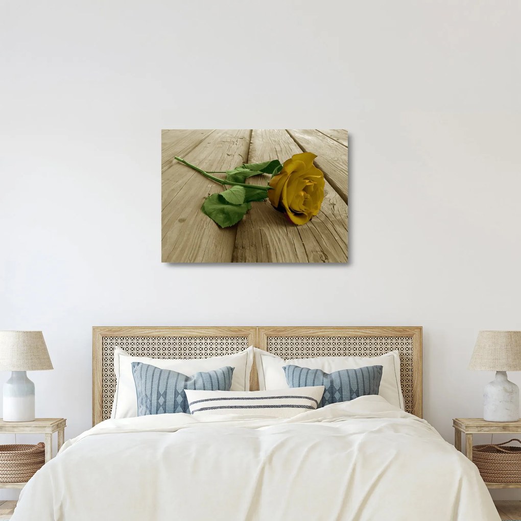 Obraz na szkle - Żółte róże w stylu vintage (70x50 cm)
