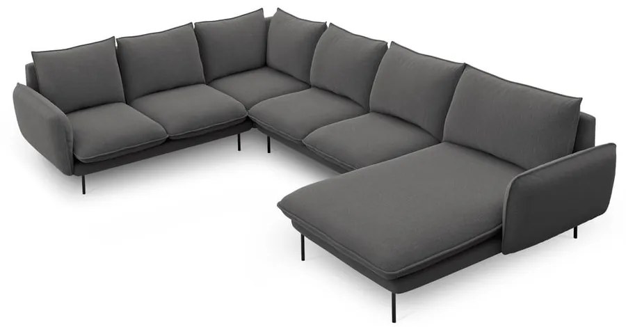 Ciemnoszara sofa w kształcie litery U Cosmopolitan Design Vienna, lewostronna