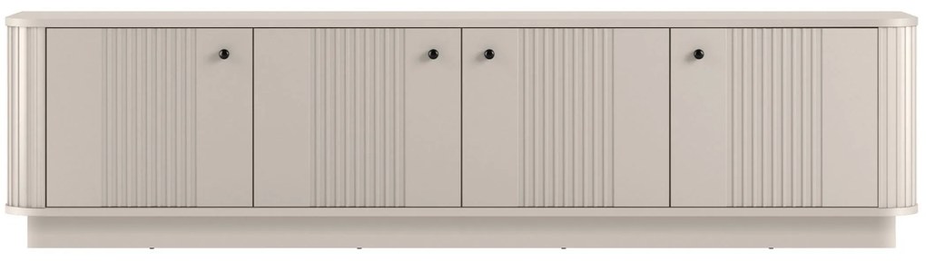 Szafka RTV Vesper 4D 187 cm na cokole - kaszmir / czarne uchwyty