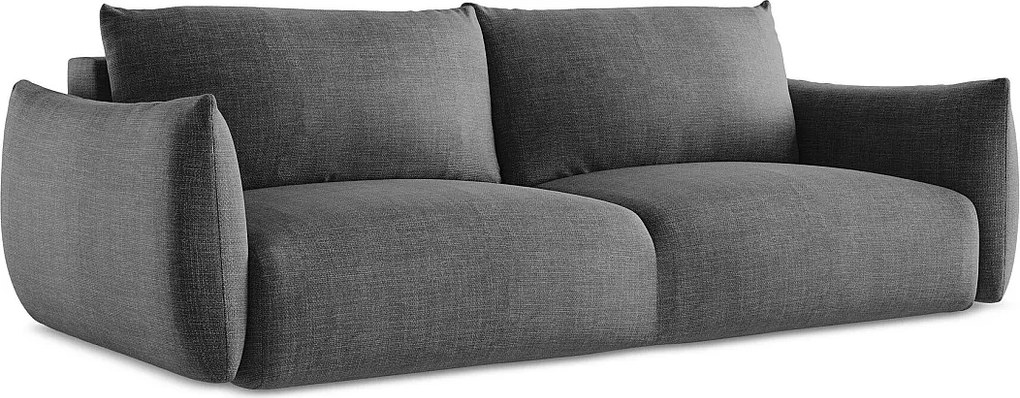 Kanapa 3-osobowa z funkcją spania - z tkaniny strukturalnej - ciemny szary - LEILA