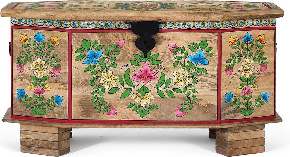 Skrzynia z drewna manguier peint à la main