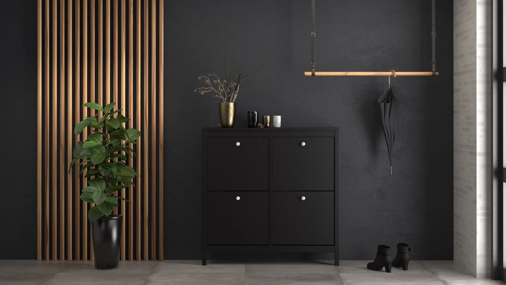 Czarna szafka na obuwie na nóżkach Madrid