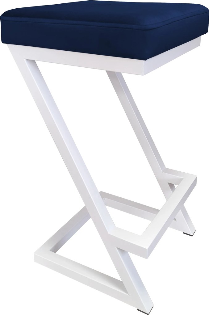 Hoker ZETA krzesło barowe tkanina Welur podstawa metalowa LOFT : Kolor Stelaża - Biały, Kolor tkaniny - VELVET - MG16