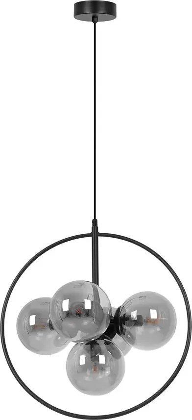 Czarno-grafitowa szklana lampa wisząca w metalowym okręgu - 6X A690 B8-S35