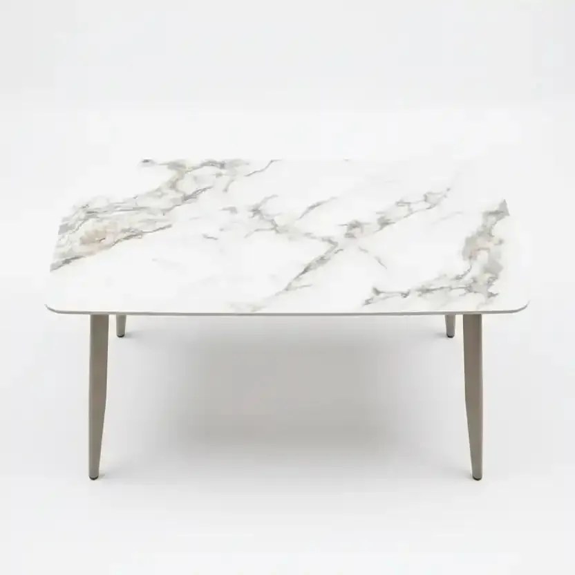 Stół ogrodowy aluminiowy beżowy 180x90 cm Spiek kamienny solidny i trwały