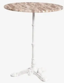 Okrągły Stolik Barowy Ø60cm Z Naturalnego Kamienia Azteca Beżowy Marmur Panther - Lodowcowa Biel - Sklum