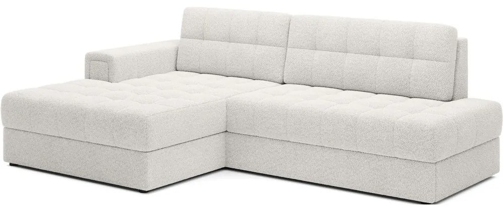Kremowy rozkładany narożnik z materiału bouclé (lewostronny/z szezlongiem) Blezalt – ELTAP