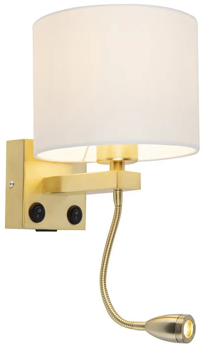 Złota lampa ścienna USB z białym kloszem - Brescia Combi Nowoczesny Oswietlenie wewnetrzne