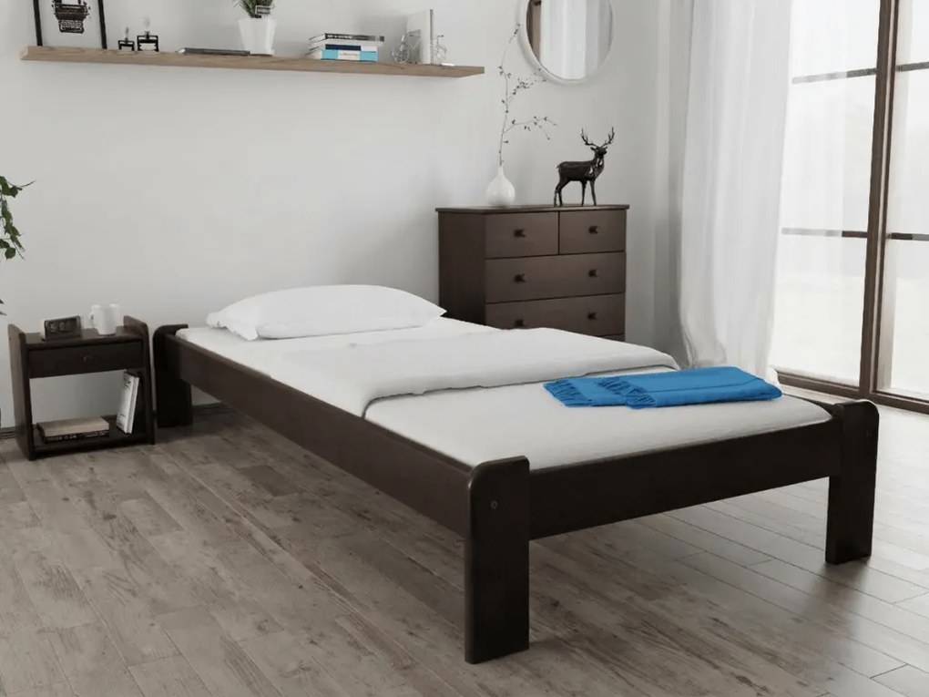 Łóżko ADA 90 x 200 cm, orzech Stelaż: Ze stelażem listwowym rolowanym, Materac: Materac Deluxe 10 cm