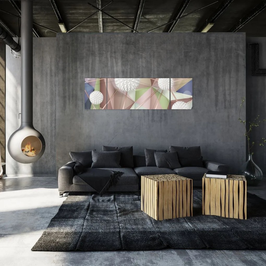 Obraz - Abstrakcja 3D w pastelowych kolorach (170x50 cm)