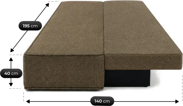Sofa z Funkcją Spania MAVIA Brązowa Boucle Nowoczesna