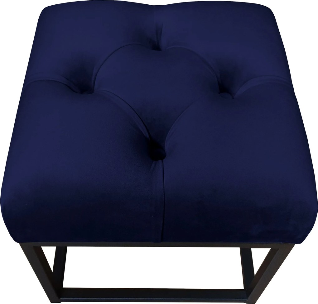 Pufa CHESTERFIELD tkanina Welur loft ławka podnóżek metal : Kolor Stelaża - Czarny , Kolor tkaniny - VELVET - MG16, Typ tkaniny - Velvet