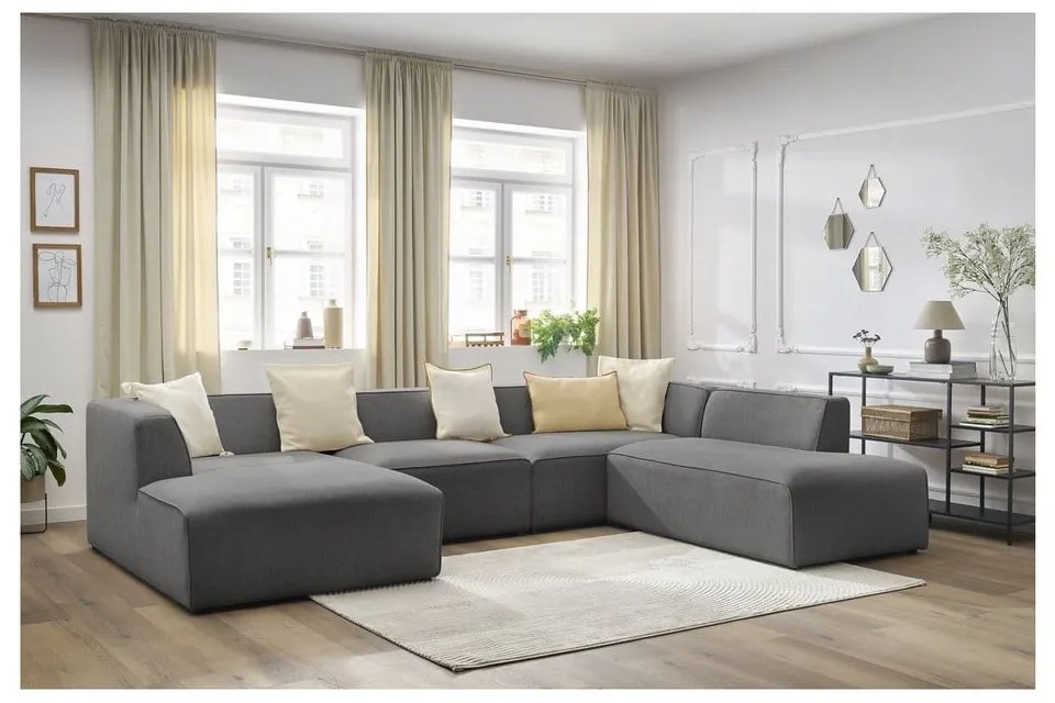 Ciemnoszary narożnik modułowy (prawostronny/w kształcie litery U) Megeve – Bobochic Paris
