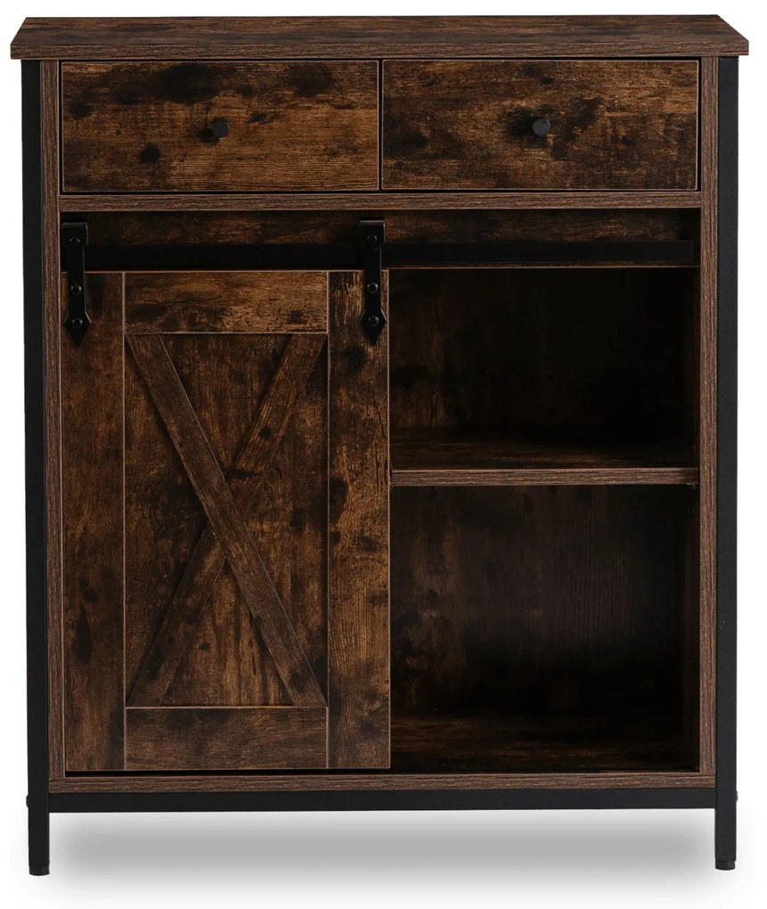 Komoda z Szufladami COLE 70 cm Dąb Rustykalny/Czarny Industrialna