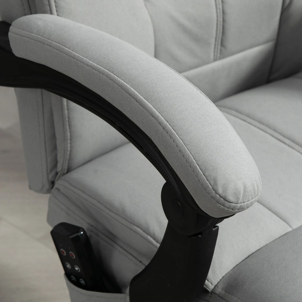 Vinsetto Fotel biurowy z masażem i ogrzewaniem podnóżek regulowany do 120 kg szary | Aosom PL