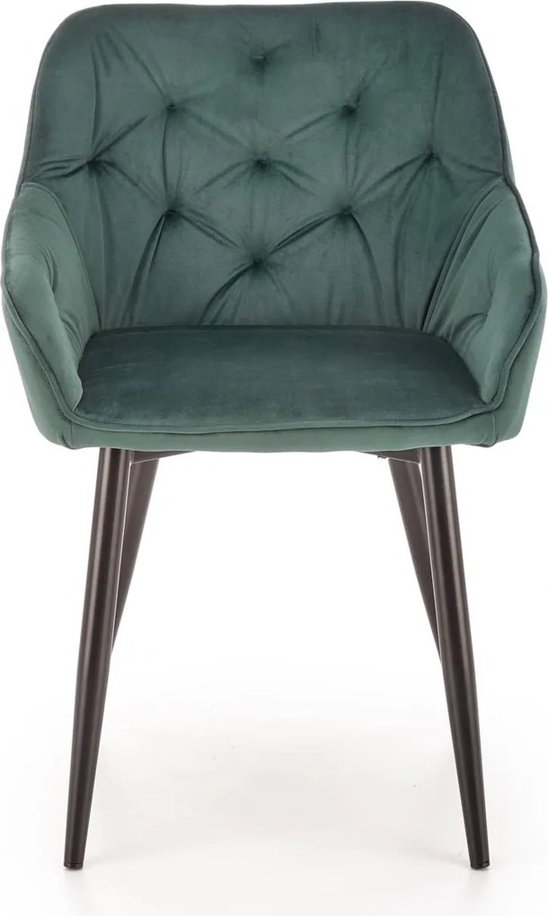 Aksamitny fotel do jadalni z podłokietnikami K487