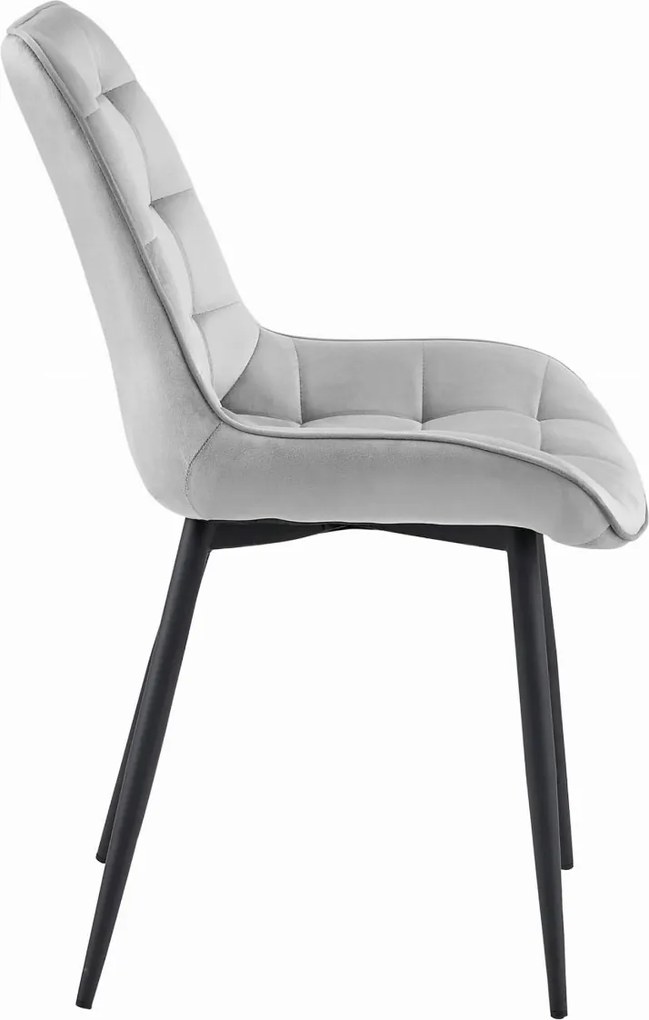 Krzesło welurowe BERA jasnoszare z czarnymi nogami