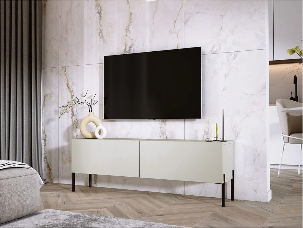 Szafka RTV: Kaszmir, czarne nogi, 140 x 52 x 32 cm