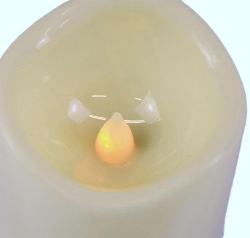 Świecznik metalowy, świeca LED, ciepła biała, czarny / biały