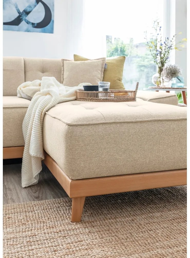Beżowa rozkładana sofa w kształcie litery "U" Miuform Dazzling Daisy, lewostronna