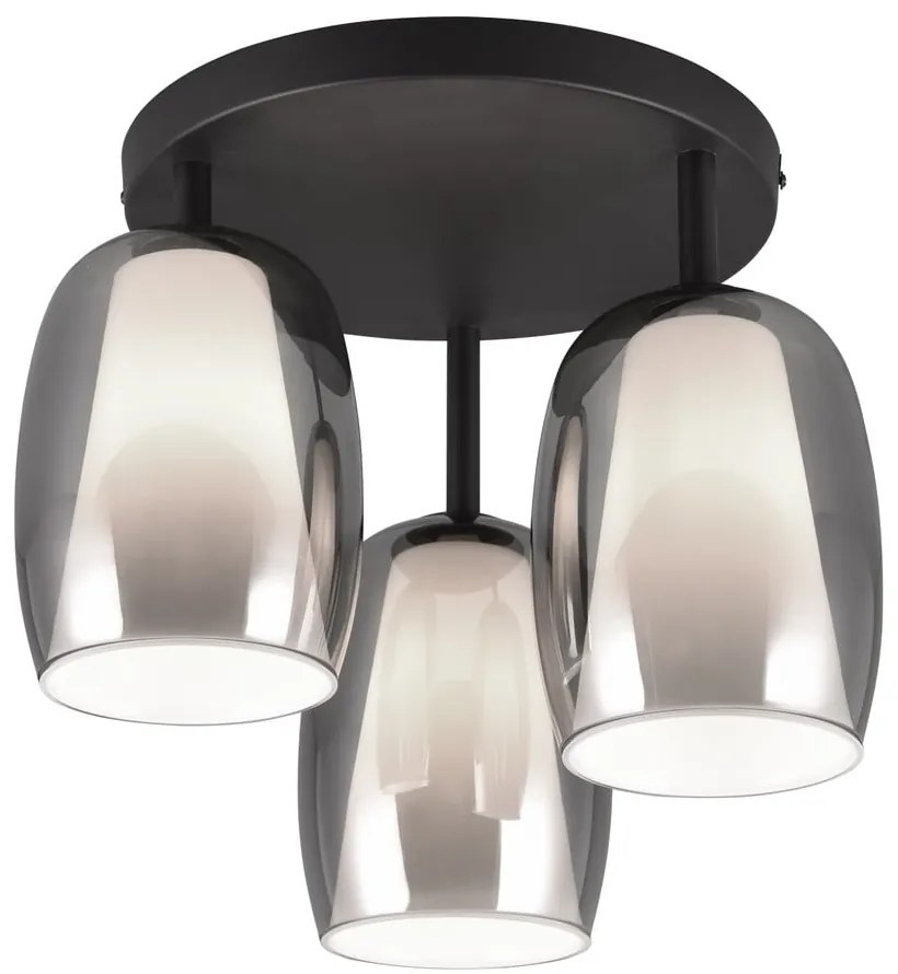 Lampa sufitowa w czarno-srebrnym kolorze ze szklanym kloszem ø 14 cm Barret – Trio Select