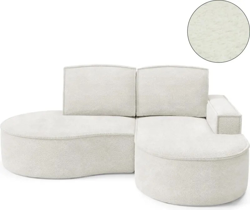 Narożnik MOLLY Prawostronny bez funkcji spania, wolnostojący tkanina ABRIAMO 04 Biały