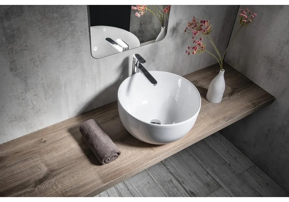 Biała ceramiczna okrągła umywalka ø 45,5 cm Dome – Sapho