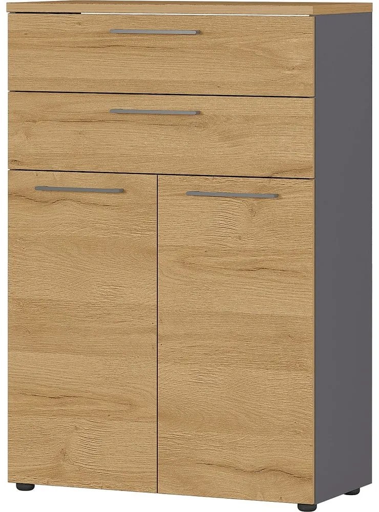 Antracytowa wysoka komoda w dekorze dębu 80x120 cm Agenda – Germania