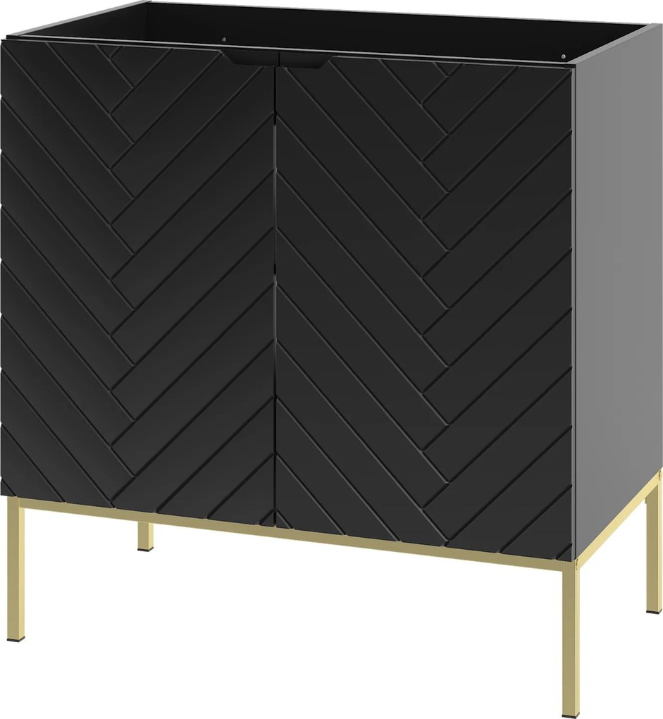 Szafka pod umywalkę wpuszczaną Aspen 08 czarny/złoty, 80 cm